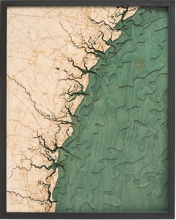 San Francisco Bay, California 3-D Nautical Wood Chart, Large, 24.5