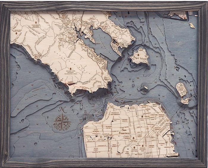 Custom 3d Nautical Chart Artwork Of Golden Gate   San Francisco 