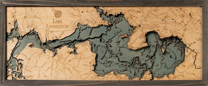 Custom Wood Charts of Lake Livingston from Carved Lake Art: Nautical ...