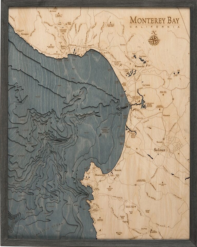 Monterey Bay Depth Chart | 3D Laser Cut Map of Monterey Bay