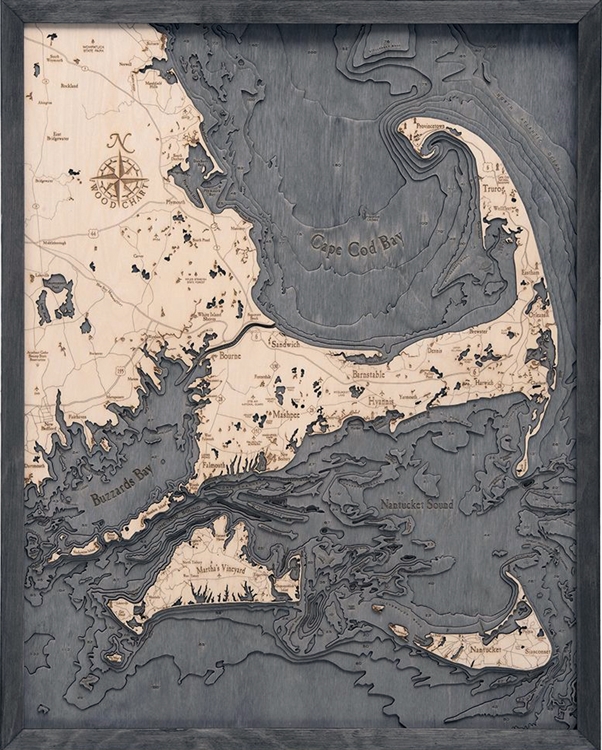 Custom Wood Charts of Cape Cod from Carved Lake Art: Nautical Gifts ...