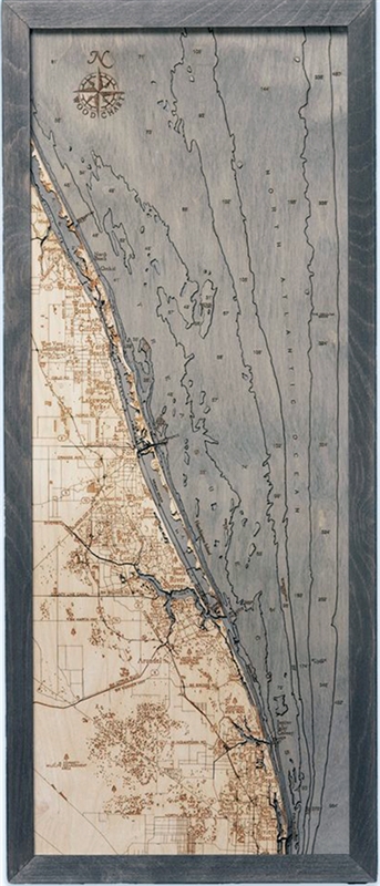 Raised Topographic Wall Map Of Treasure Coast| Carved Lake Art ...